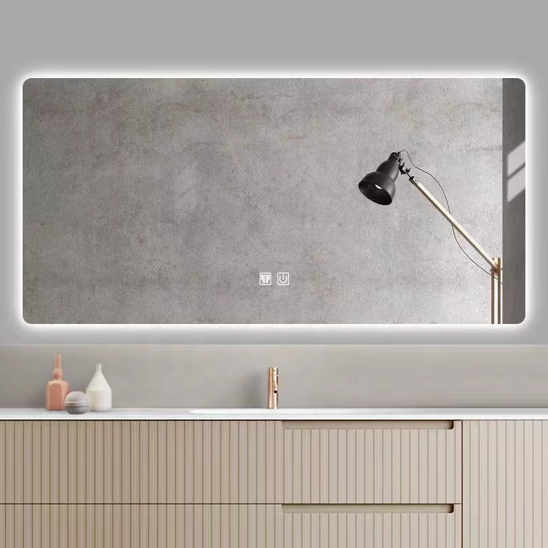 Hot Sale Hotel Luxury Glass Time Display Wall Mounted Lighted Bath Makeup Led Bathroom Smart Mirror