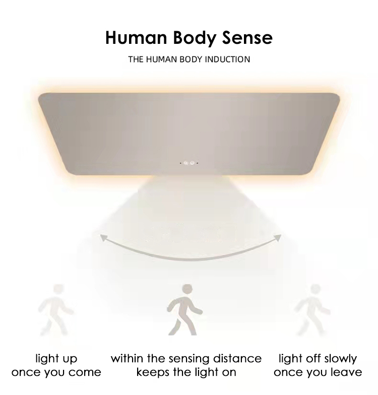 Hot Sale Hotel Luxury Glass Time Display Wall Mounted Lighted Bath Makeup Led Bathroom Smart Mirror