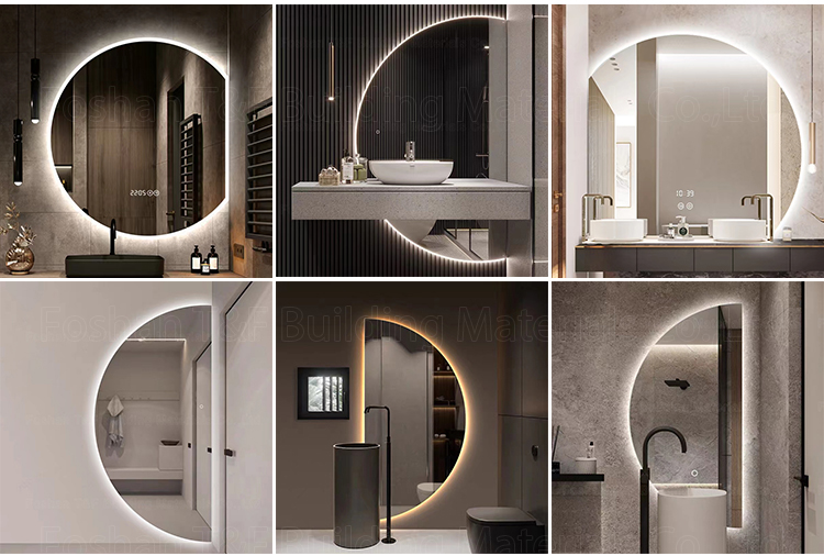 Hot Sale Hotel Luxury Glass Time Display Wall Mounted Lighted Bath Makeup Led Bathroom Smart Mirror
