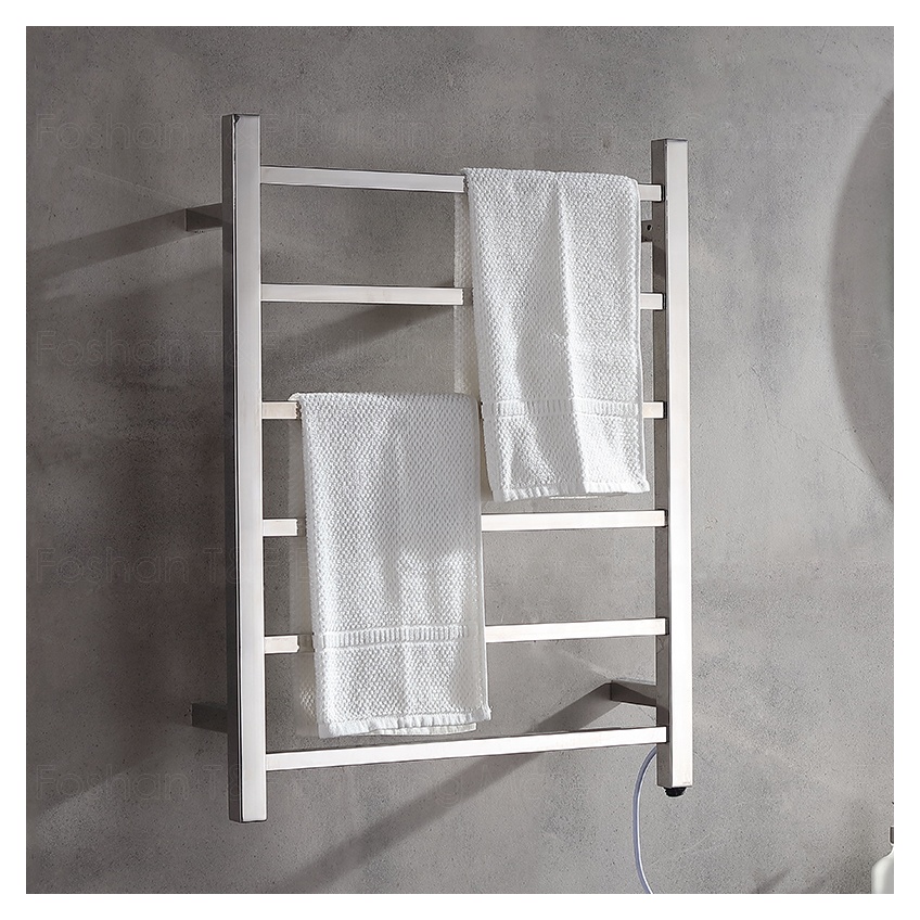 Wall Mounted 304 Stainless Steel Black Electric Heated Warmer Bathroom Towel Rack