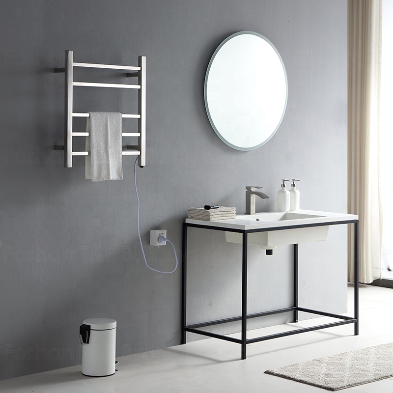 Wall Mounted 304 Stainless Steel Black Electric Heated Warmer Bathroom Towel Rack