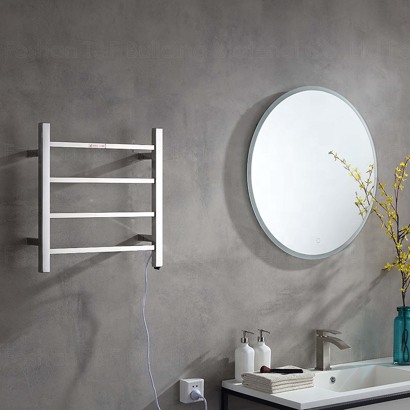 Wall Mounted 304 Stainless Steel Black Electric Heated Warmer Bathroom Towel Rack