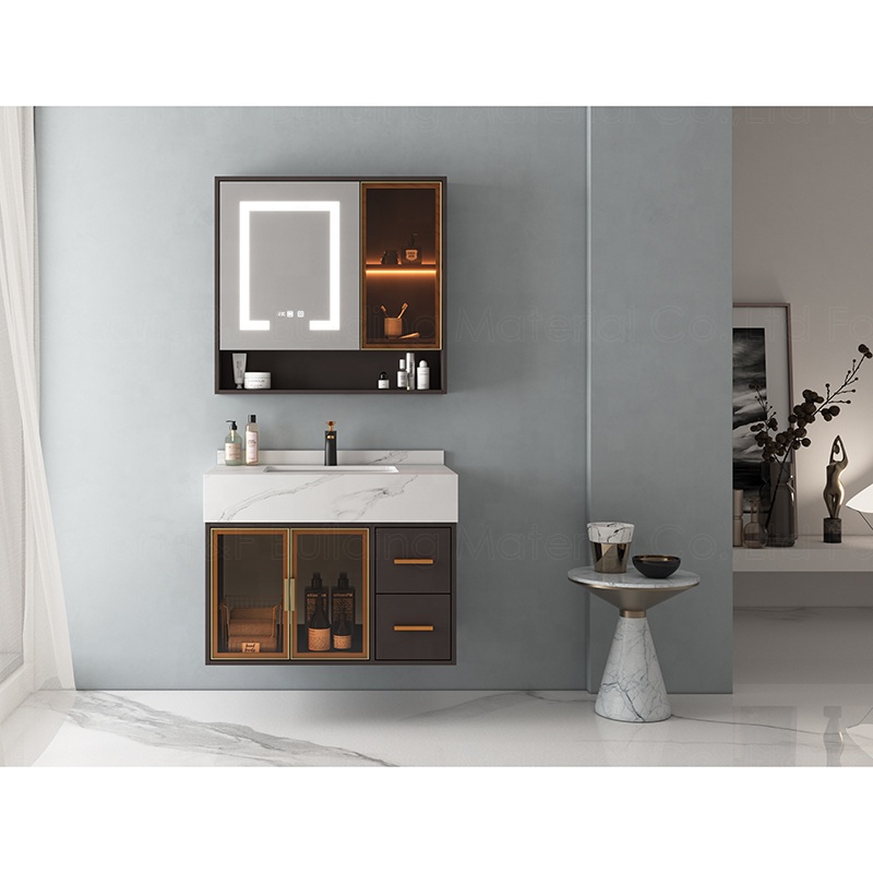 Custom Euro Style Luxury Hotel Bathroom Storage Floating Wall Hung Smart LED Mirror Cabinets