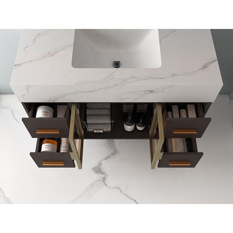 Custom Euro Style Luxury Hotel Bathroom Storage Floating Wall Hung Smart LED Mirror Cabinets