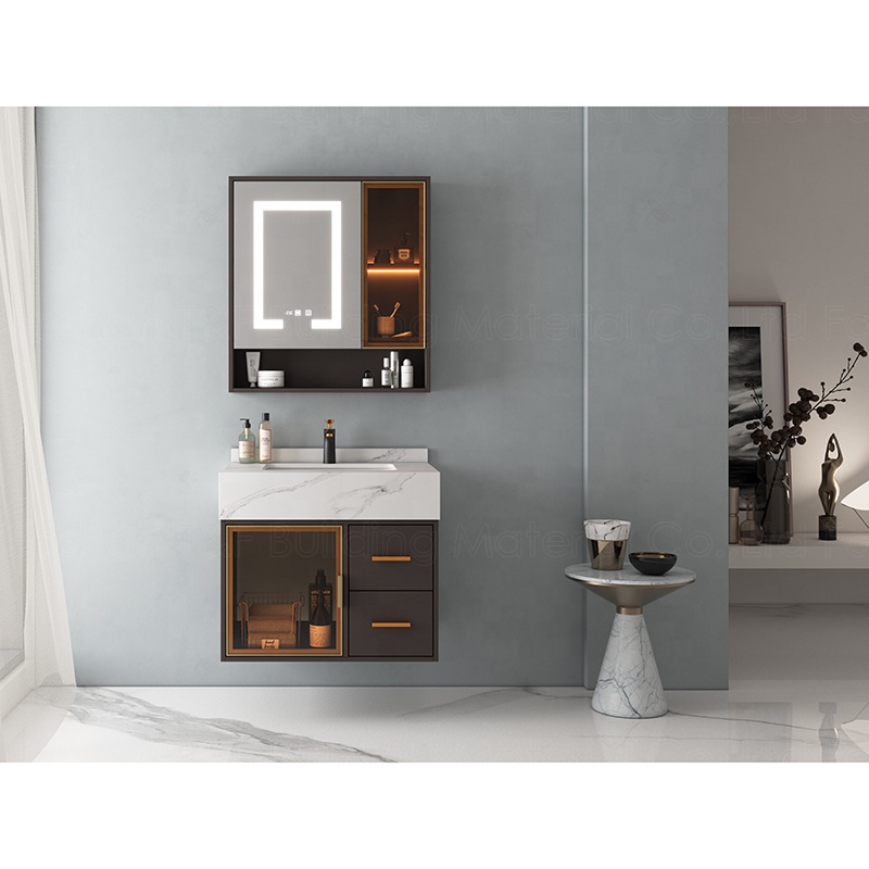 Custom Euro Style Luxury Hotel Bathroom Storage Floating Wall Hung Smart LED Mirror Cabinets