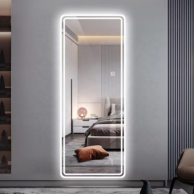 Large Glass Wall Beauty Hair Salon Bathroom Dressing Illuminated Full Body Length Mirror With Led Lights