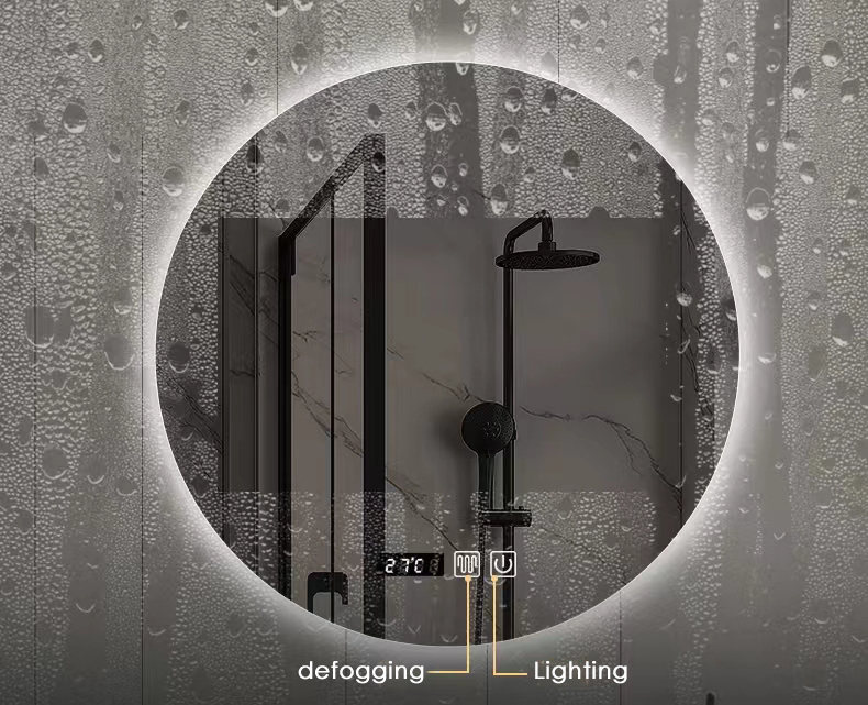 Luxury Led Backlit Mirror Lighting Wall Mounted Marble Cabinet Hotel Wood Makeup Bathroom Vanity