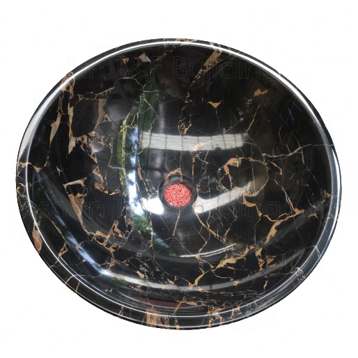 Black Polished Solid Surface Natural Stone Bathroom Sink Marble Stone Wash Basin