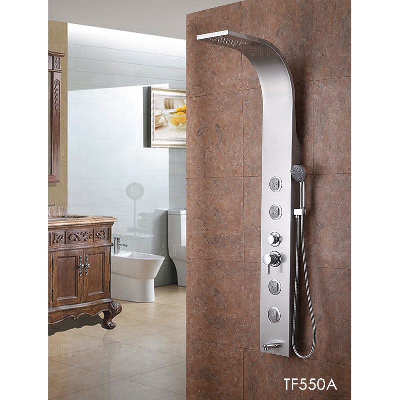Modern Waterproof Thermostatic Black Waterfall Bathroom Faucet Spa Stainless Steel Shower Panel