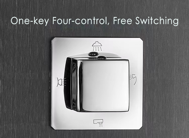 Modern Waterproof Thermostatic Black Waterfall Bathroom Faucet Spa Stainless Steel Shower Panel