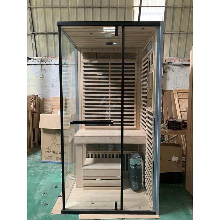 1 Person Solid Wood Far Infrared Indoor Sauna Bath Box Traditional Finish Steam Sauna Room