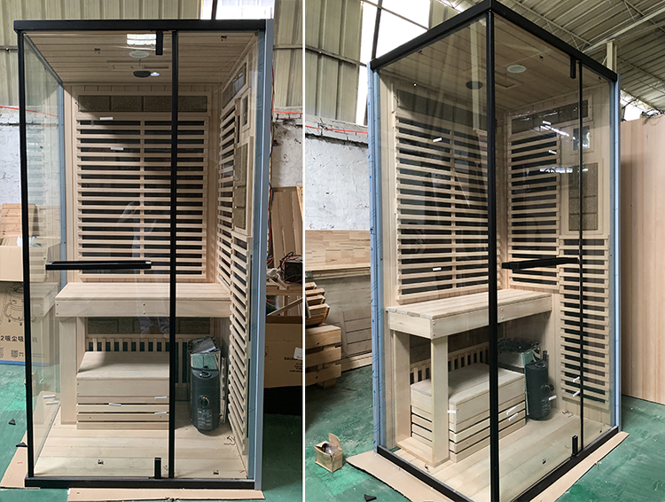 1 Person Solid Wood Far Infrared Indoor Sauna Bath Box Traditional Finish Steam Sauna Room