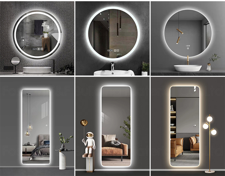 Smart Touch Switch Wall Mouted Full Length Mirror Hotel Bathroom LED Light up Full Body Mirror