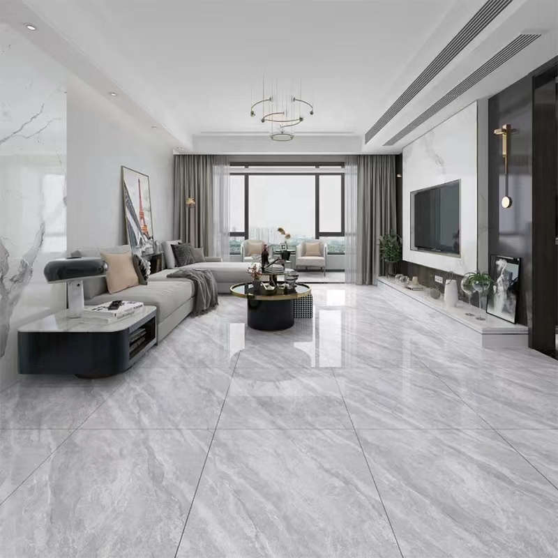 China Glossy Grey Full Glazed Finish Gray Marble Look Price 600x600mm Porcelain Floor Tiles 60x60