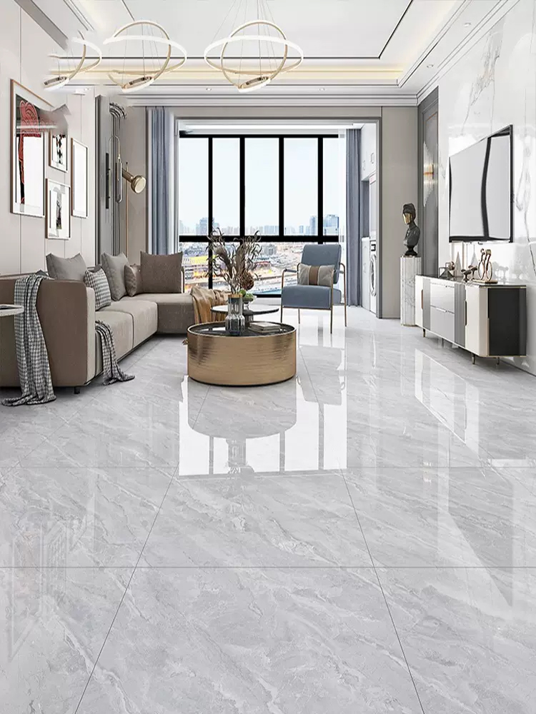 China Glossy Grey Full Glazed Finish Gray Marble Look Price 600x600mm Porcelain Floor Tiles 60x60