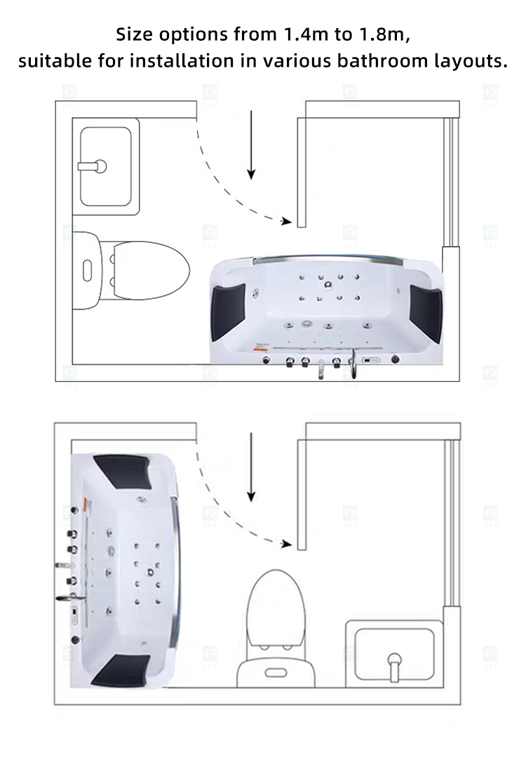 Leakage Protection Hot Tub Bath Led Color Light Jet Whirlpool Waterfall Massage Bathtub
