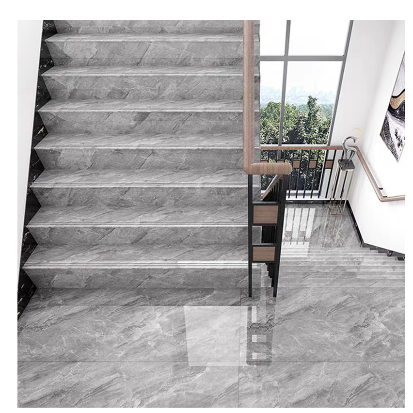 Hot Sale Customized Indoor Staircase Villa Decoration Porcelain Floor Marble Look Stairs Step