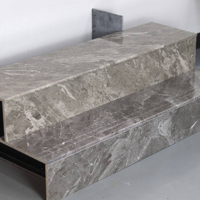 Hot Sale Customized Indoor Staircase Villa Decoration Porcelain Floor Marble Look Stairs Step