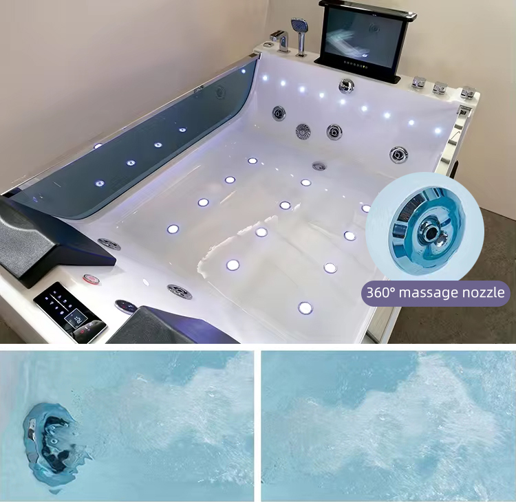 Indoor Two Adult People Freestanding Tub Bath Electric Hydro Whirlpool Massage Bathtub