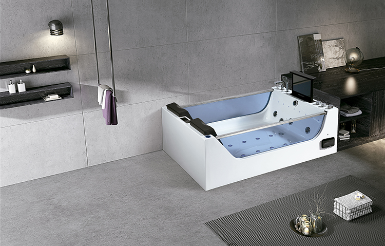 Indoor Two Adult People Freestanding Tub Bath Electric Hydro Whirlpool Massage Bathtub