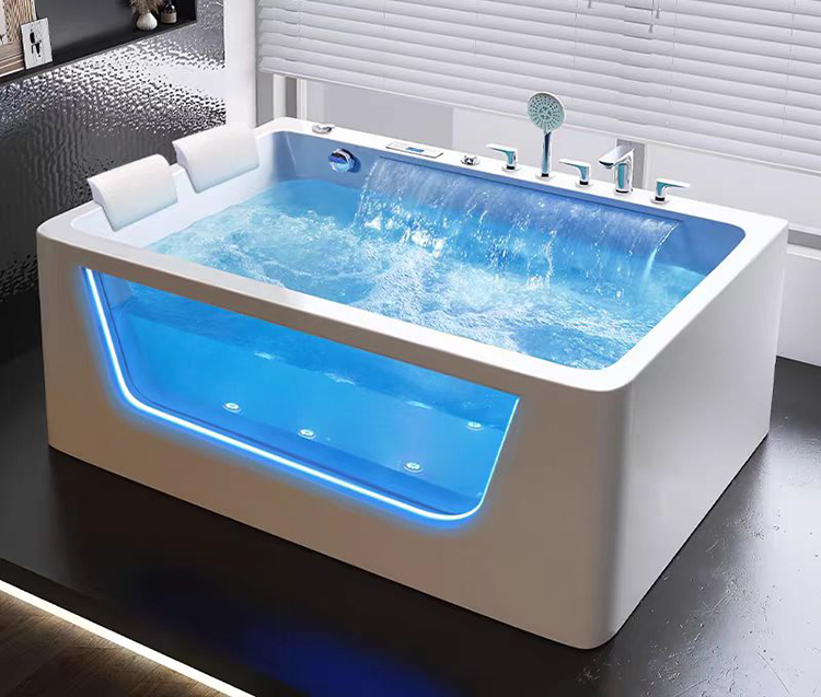 Indoor Two Adult People Freestanding Tub Bath Electric Hydro Whirlpool Massage Bathtub