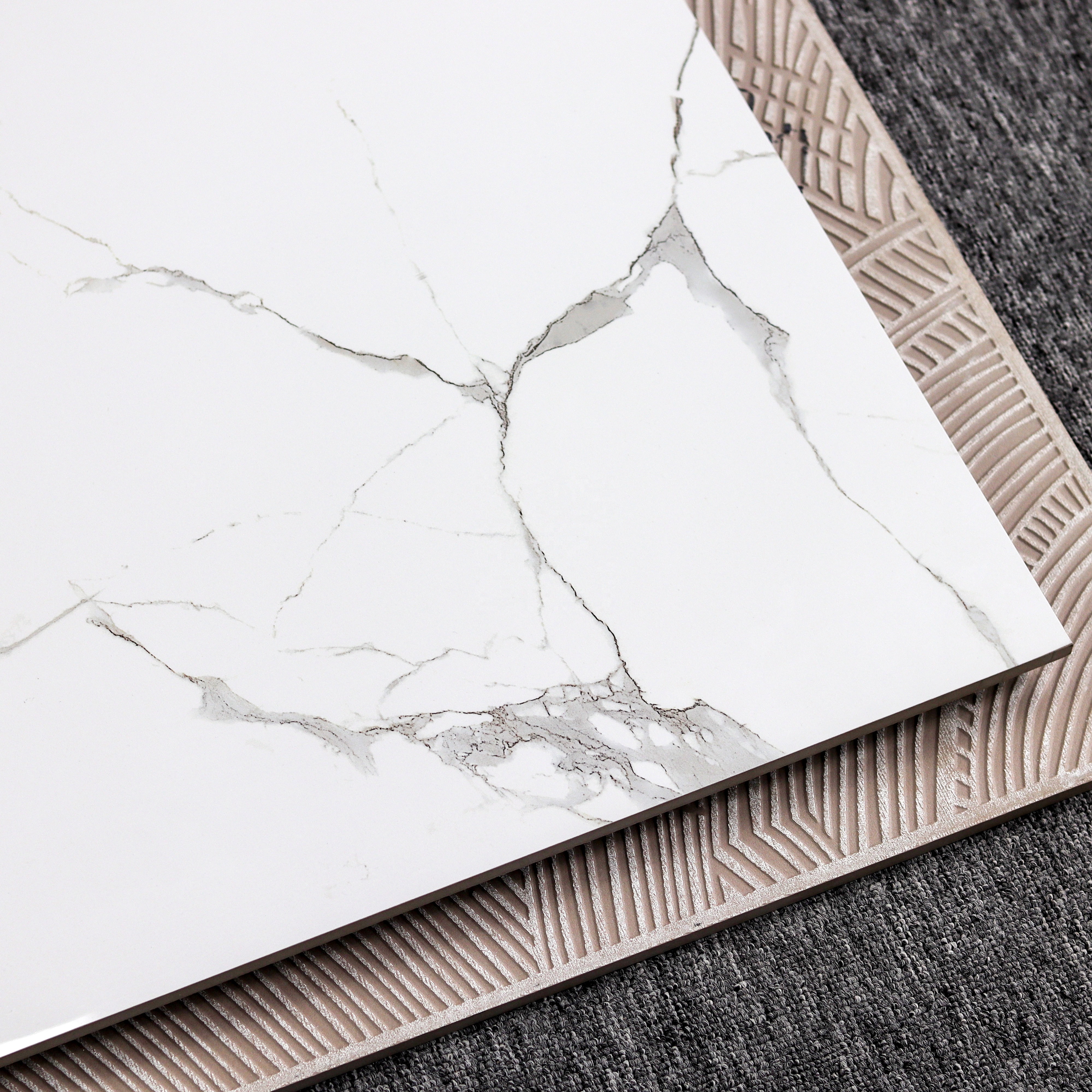 Wholesale 60x60 Polished Glazed Calacatta White Marble Carreaux Maison Floor Tiles for Living Room Porcelain Flooring