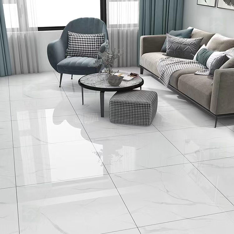 Wholesale 60x60 Polished Glazed Calacatta White Marble Carreaux Maison Floor Tiles for Living Room Porcelain Flooring