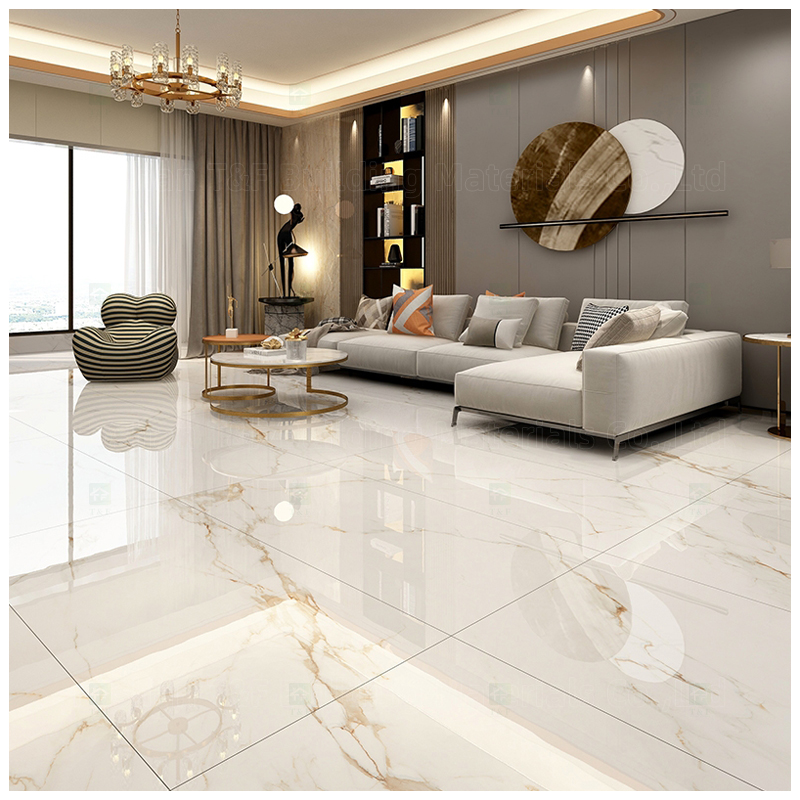 Foshan White Carrelage Porcelanto Marble Floor Porcelain Full Polished Glazed Ceramic Tile