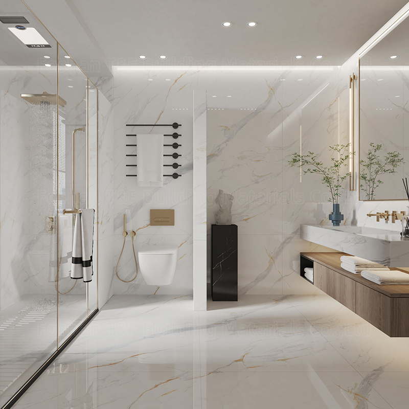 Foshan White Carrelage Porcelanto Marble Floor Porcelain Full Polished Glazed Ceramic Tile
