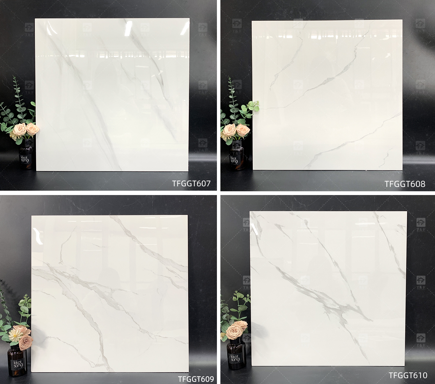 Foshan White Carrelage Porcelanto Marble Floor Porcelain Full Polished Glazed Ceramic Tile