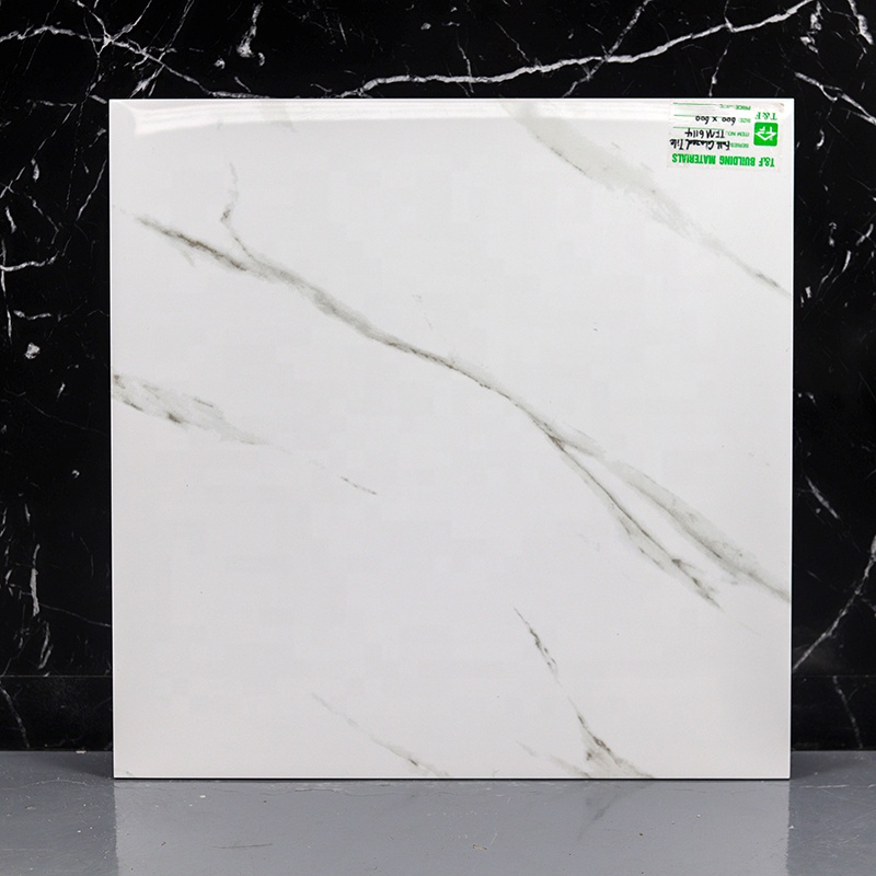 Foshan Pisos Porcelanato Marble 60x60 Polished Glazed Interior Vitrified Floor White Porcelain Tile Design