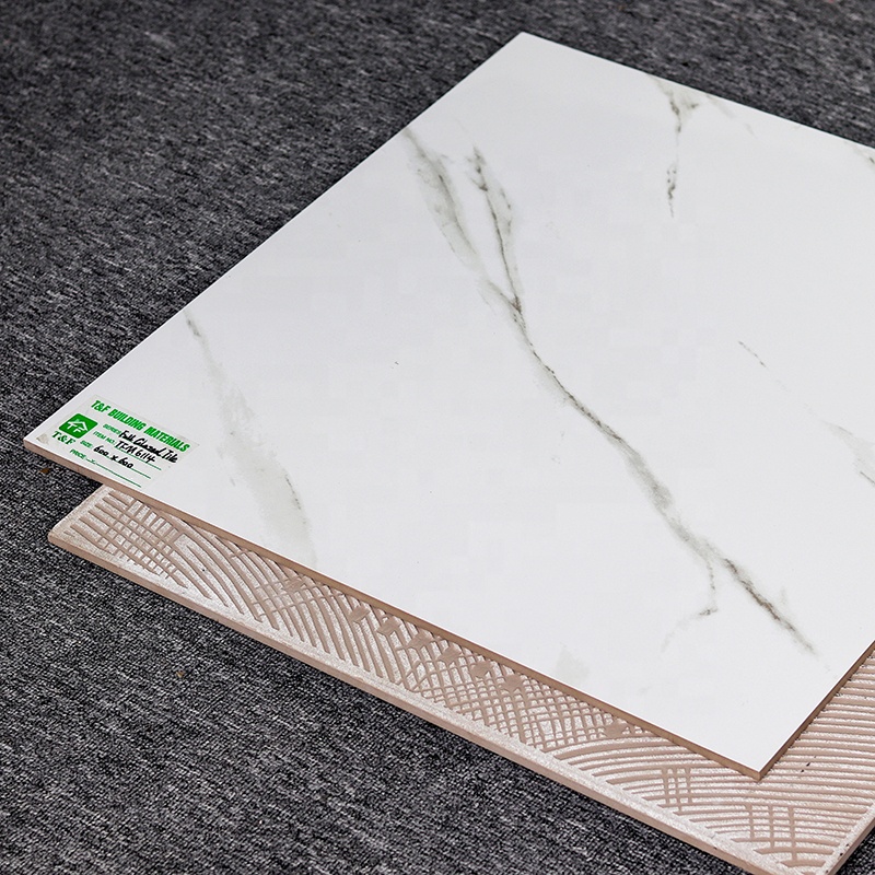 Foshan Pisos Porcelanato Marble 60x60 Polished Glazed Interior Vitrified Floor White Porcelain Tile Design