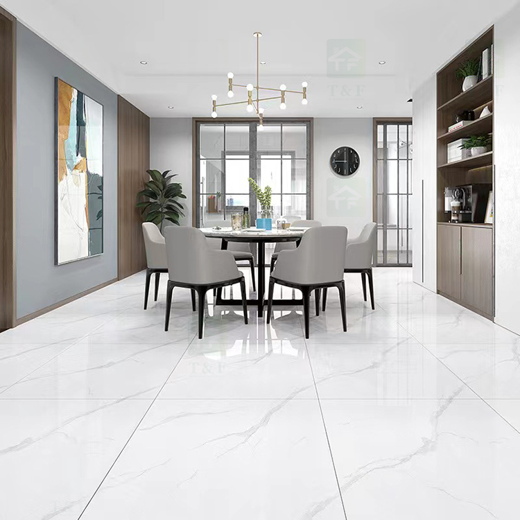 Foshan Pisos Porcelanato Marble 60x60 Polished Glazed Interior Vitrified Floor White Porcelain Tile Design