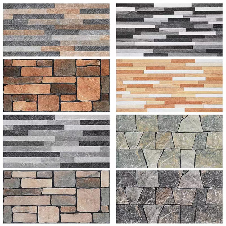 Non Slip Digital Glazed Rustic Decorative Outdoor Ceramic Wall Brick Porcelain Exterior Wall Tiles