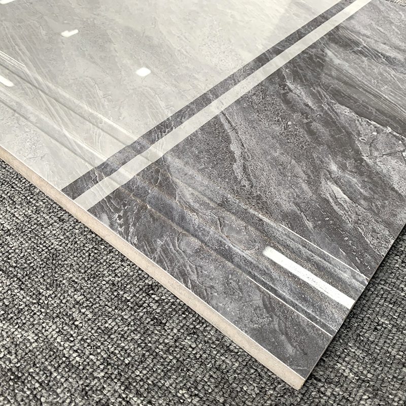 High Glossy Full Body Villa Ceramic Stairs Tiles Grey Marble Look Polished Glazed Ceramic Staircase Step Tiles