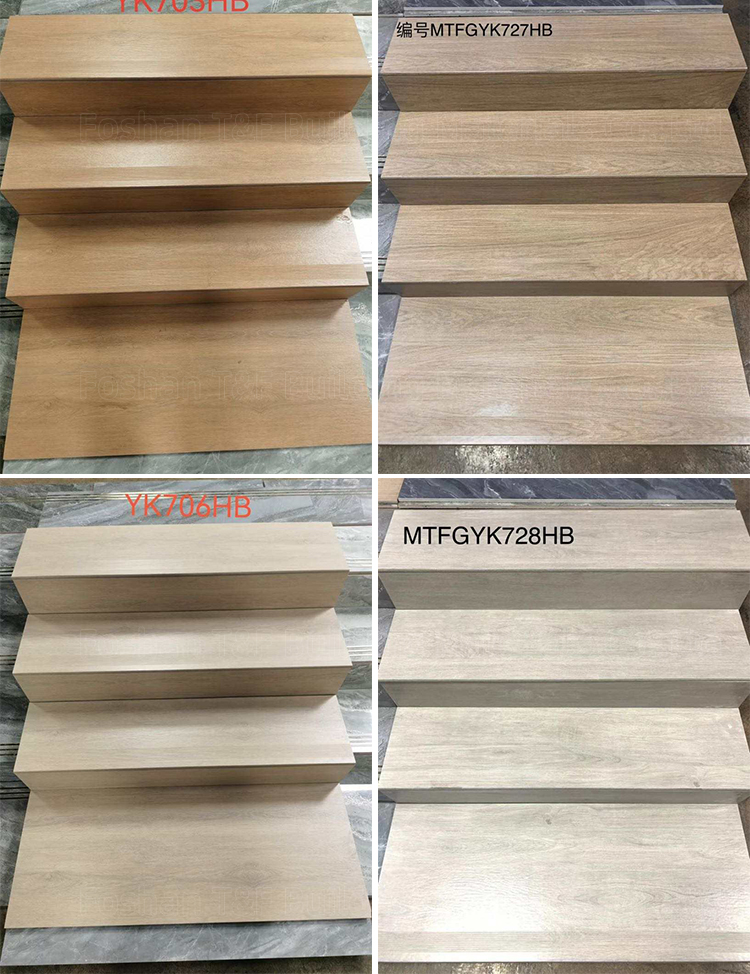 High Glossy Full Body Villa Ceramic Stairs Tiles Grey Marble Look Polished Glazed Ceramic Staircase Step Tiles