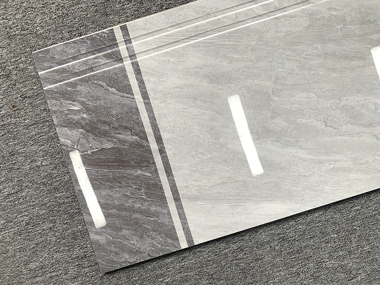 High Glossy Full Body Villa Ceramic Stairs Tiles Grey Marble Look Polished Glazed Ceramic Staircase Step Tiles