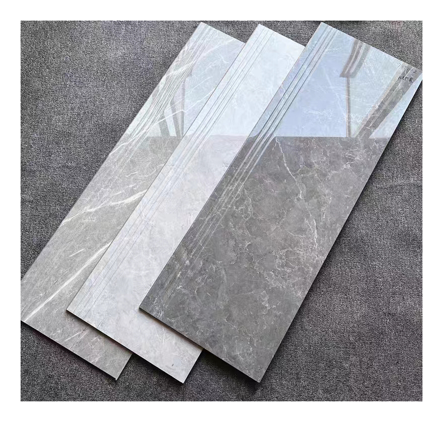 High Glossy Anti Slip Full Body Foshan Marble Look Tiles Glazed Polished Porcelain Indoor Staircase Step Tiles