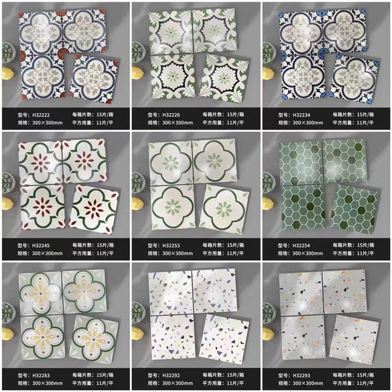 Moroccan Retro Dark Green Color Ceramics Tiles for Bathroom Kitchen Balcony Floor and Wall Design