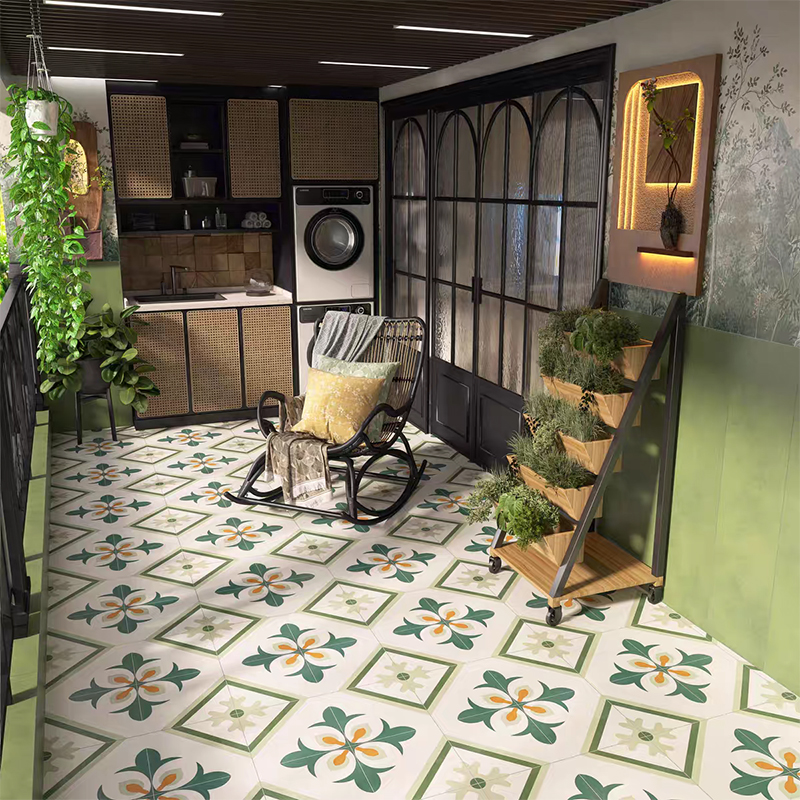 Moroccan Retro Dark Green Color Ceramics Tiles for Bathroom Kitchen Balcony Floor and Wall Design