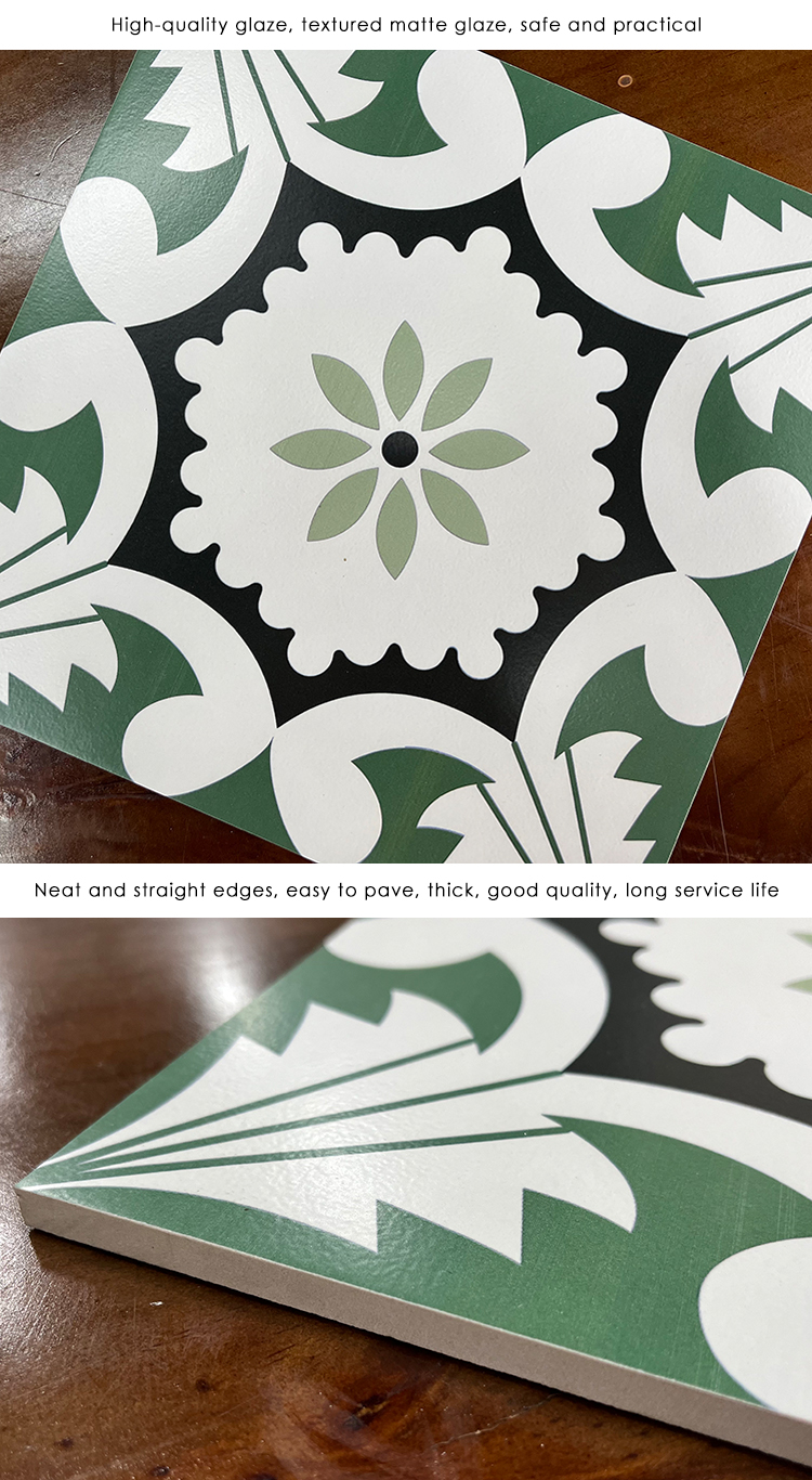 Moroccan Retro Dark Green Color Ceramics Tiles for Bathroom Kitchen Balcony Floor and Wall Design