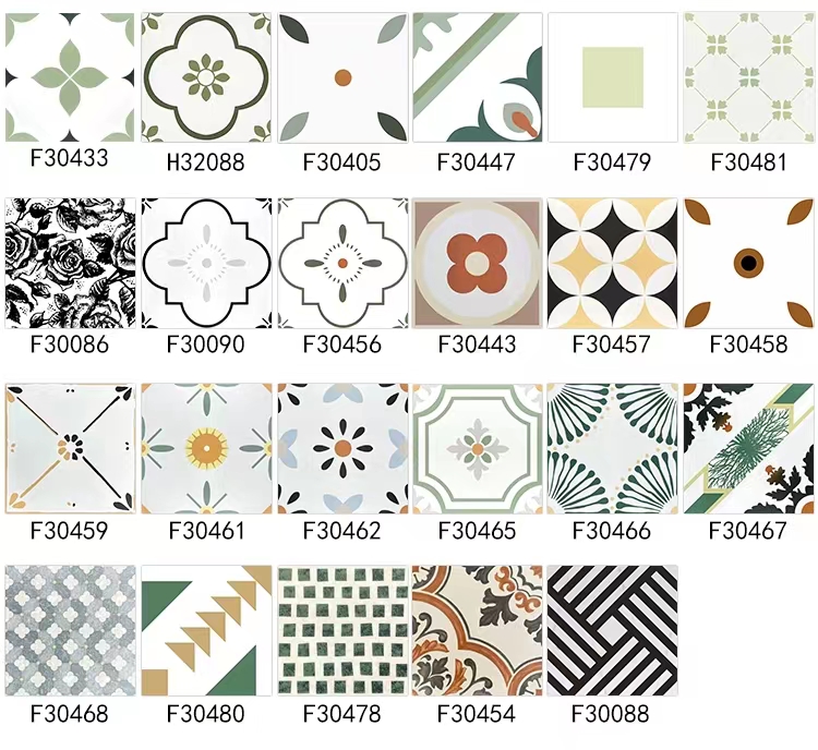30x30 Nordic Style Small Square Mosaic Flower Porcelain Kitchen Wall Ceramic Balcony Floor Tiles