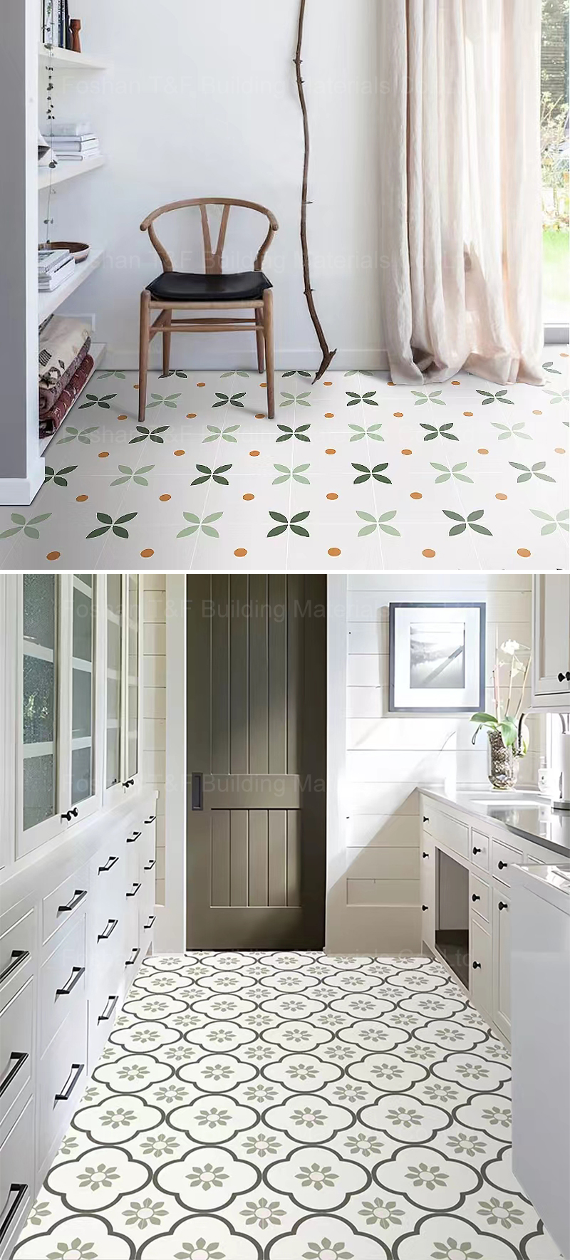30x30 Nordic Style Small Square Mosaic Flower Porcelain Kitchen Wall Ceramic Balcony Floor Tiles