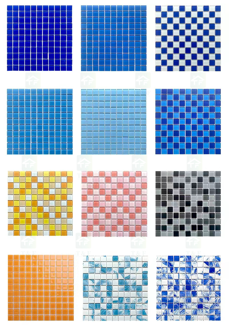 Factory Supply 300x300mm Kitchen Bathroom Wall Decor Outdoor Swimming Crystal Pool Tiles Glass Mosaics
