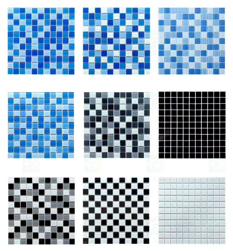 Factory Supply 300x300mm Kitchen Bathroom Wall Decor Outdoor Swimming Crystal Pool Tiles Glass Mosaics