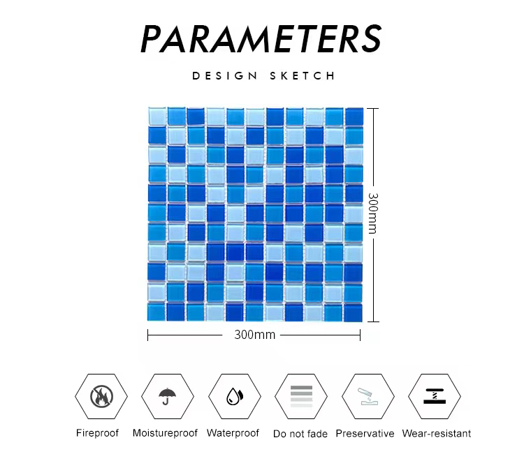 Factory Supply 300x300mm Kitchen Bathroom Wall Decor Outdoor Swimming Crystal Pool Tiles Glass Mosaics