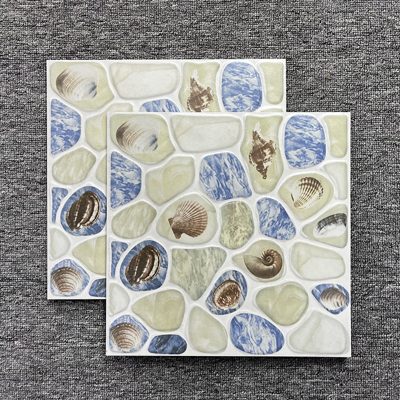 300x300mm Uneven Cobblestone 3D Mold Rustic Matte Glazed Surface Ceramic Outdoor Garden Balcony Bathroom Shower Floor Tile