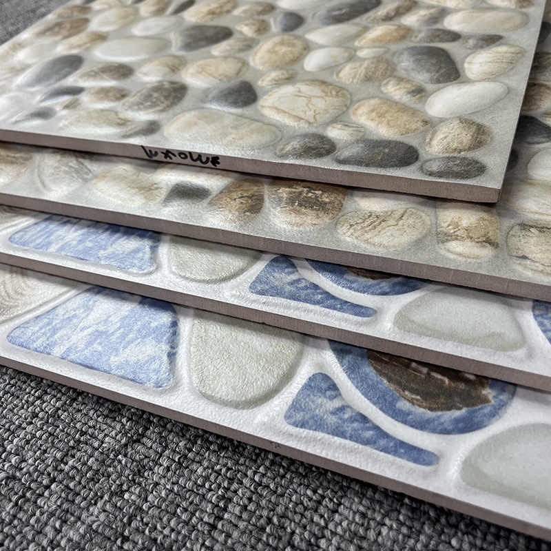 300x300mm Uneven Cobblestone 3D Mold Rustic Matte Glazed Surface Ceramic Outdoor Garden Balcony Bathroom Shower Floor Tile