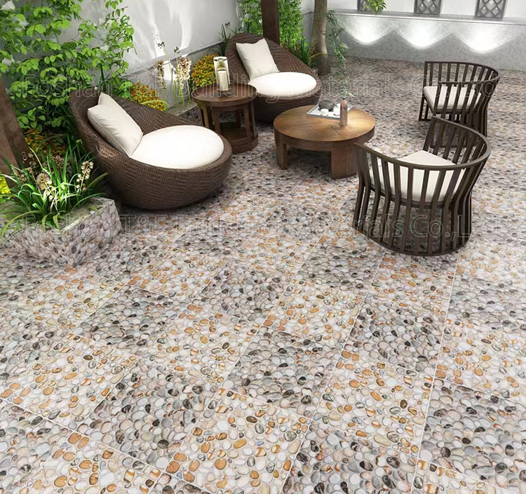 300x300mm Uneven Cobblestone 3D Mold Rustic Matte Glazed Surface Ceramic Outdoor Garden Balcony Bathroom Shower Floor Tile