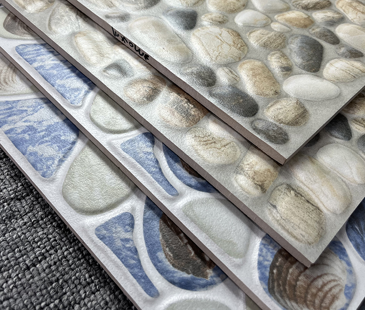 300x300mm Uneven Cobblestone 3D Mold Rustic Matte Glazed Surface Ceramic Outdoor Garden Balcony Bathroom Shower Floor Tile